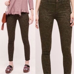 Anthropologie Pilcro and the Letterpress Serif Textured Skinny Pants Size 29